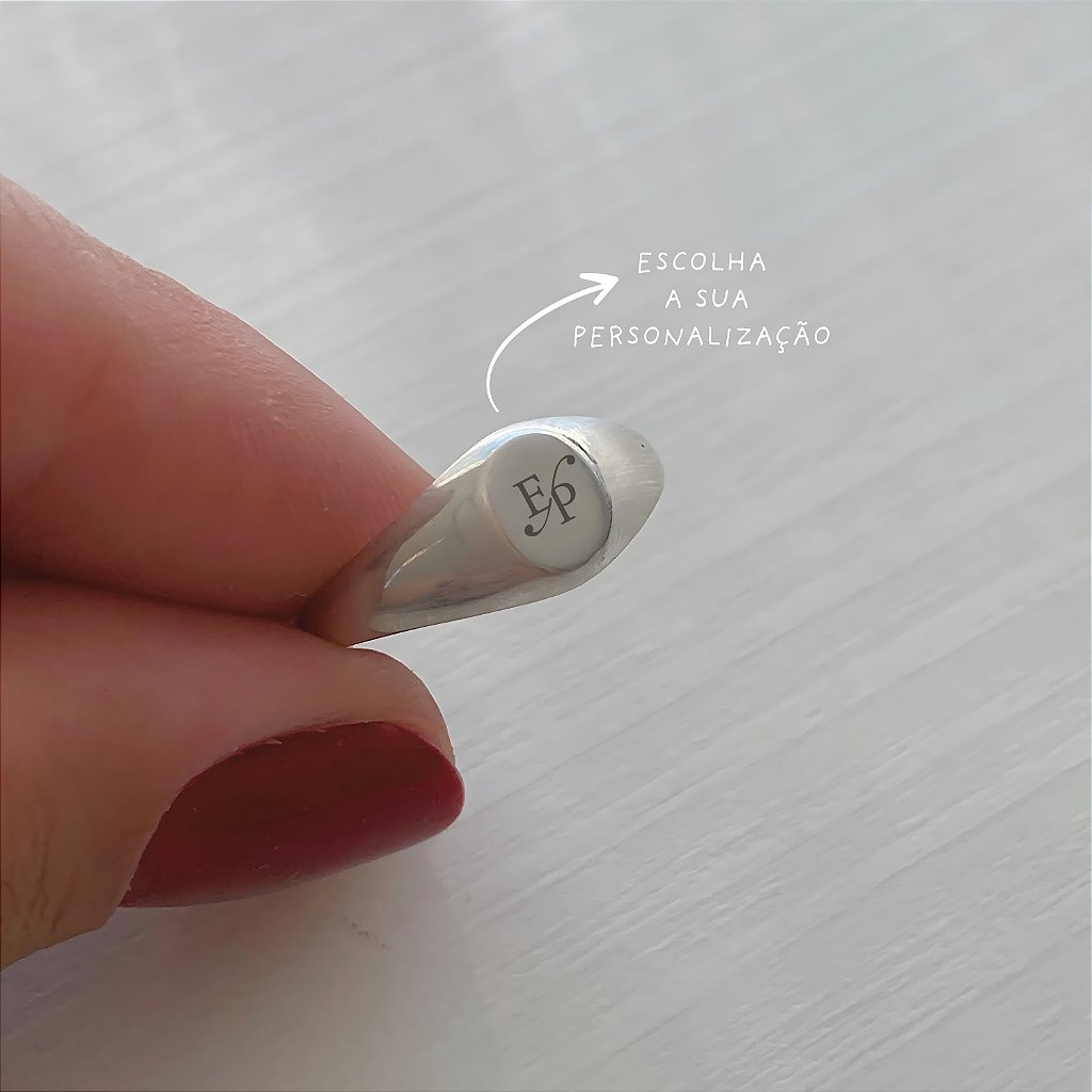 Anel Sinete Redondo em Prata 950 Personalizado