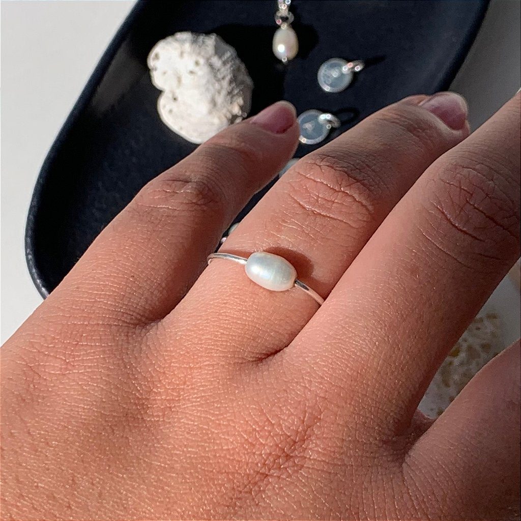 Anel de Prata Pérola de Água Doce