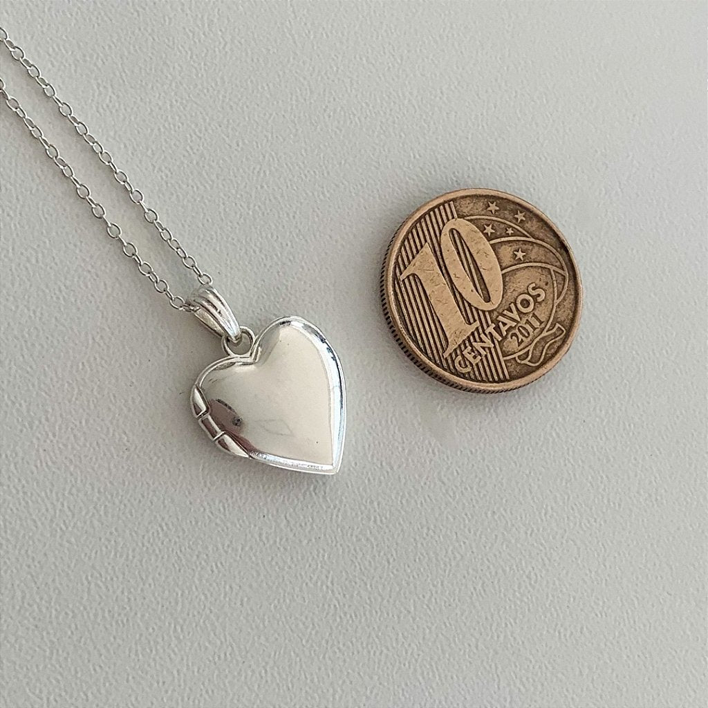 Relicário de Coração Personalizado em Prata