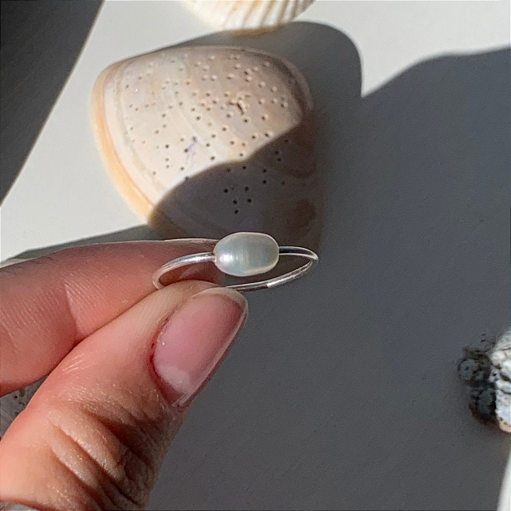 Anel de Prata Pérola de Água Doce